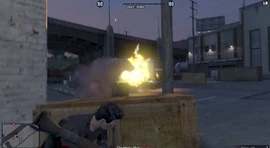 Destroying the trucks.