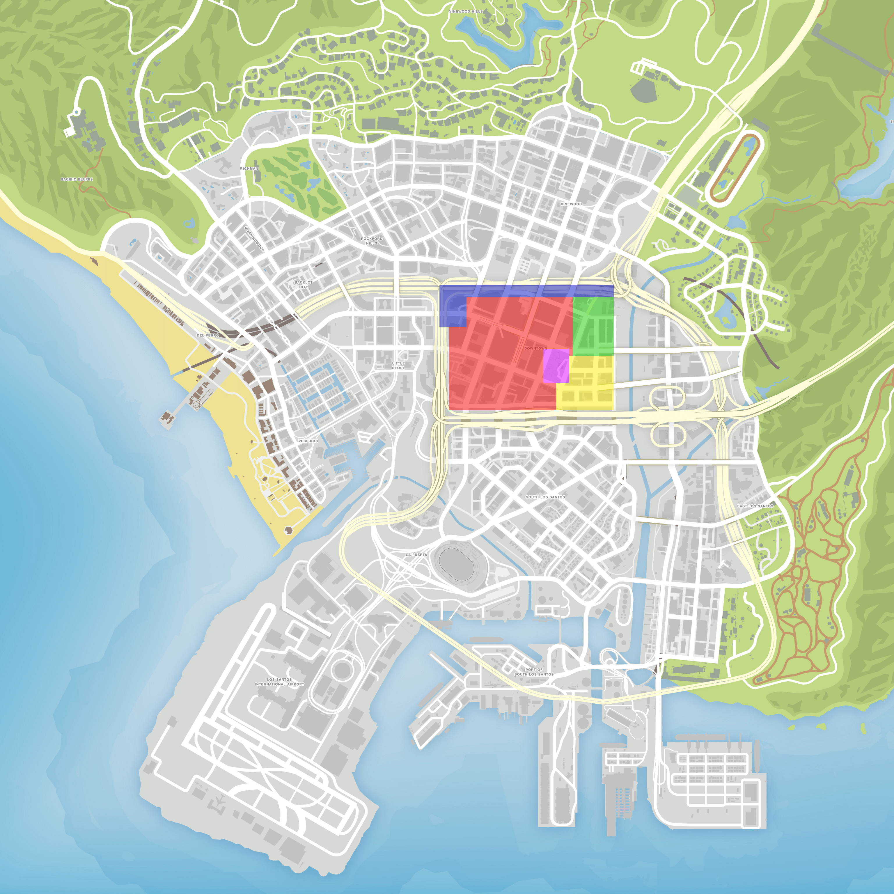 Where is Downtown Los Santos located In GTA 5?