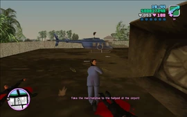 Tommy now has to take the briefcase to the helipad at the airport.