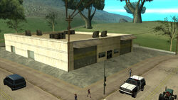 The warehouse building.