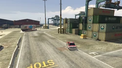 The route turns right and continues to the south