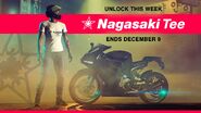 Nagasaki Red and White Tee advert.