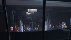 The view of the main lobby from Agatha's office through the one-way windows.