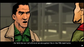 Wade's contact on the FIB has been scared off by the IAD. However, the rat's ID is on a encrypted file on the FIB mainframe.