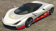 A Zeno with a Redwood Rally livery in Grand Theft Auto Online. (Rear quarter view)