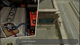 Attaching the bomb.