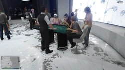 Playing blackjack.