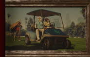 Picture of El Rubio riding in a Caddy at Los Santos Golf Club.