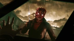 Red Flaming Skull Mask.