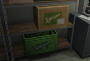 Sprunk boxes in the back room of 24-7.