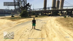 Search the docks for the salvage crew's tugboat containing the sonar equipment