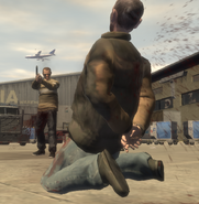 Darko being shot by Niko Bellic.