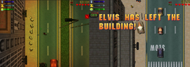 A gang of Elvises and the message when the player kills them all.