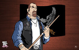 Artwork of Mitch Baker with a Pool Cue in Grand Theft Auto: Vice City.