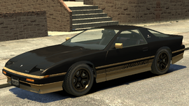A Ruiner with a glass T-Top in Grand Theft Auto IV. (Rear quarter view).
