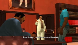 Armando Mendez enters the room and seems to be sarcastic about his brother being talkative and talks to Victor about philosophy.