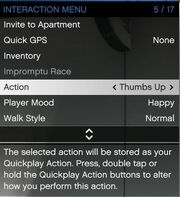 Character Actions GTAV Online Interaction Menu