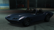 The T0PL3SS Coquette Classic seen in Vehicle Cargo missions, GTA Online. (Rear quarter view)