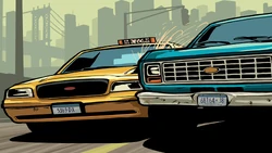 Taxi colliding with a van (mobile version).