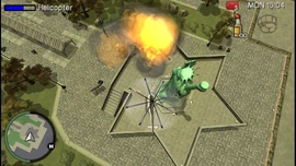 Destroying the attacking chopper.