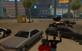 Surrounded by the LSPD, CJ is forced to surrender.