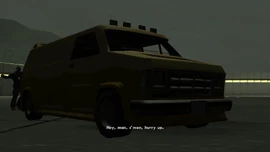 After killing the goons, they get to the van.