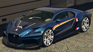 A Thrax with a Pisswasser livery in Grand Theft Auto Online. (Rear quarter view).