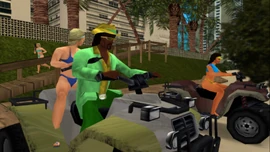 The drug runner hops on a quad.