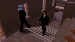 Toni arrives at Mrs Cipriani's restaurant. He sees a suspicious man leaving the place.