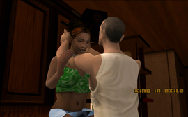 Cesar and Kendl are embracing each other in a trailer in Angel Pine.
