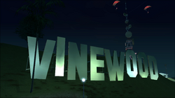 Vinewood Sign with the Triads parachuting to Madd Dogg's crib.