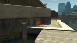 The body armor on the quay.