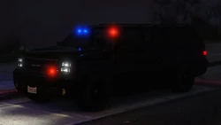 An FIB with lights and sirens activated