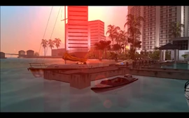 The agents running to the boats to chase the yacht.