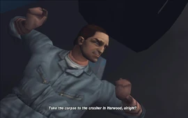 DeadSkunkInTheTrunk-GTAIII-SS3.jpg (72 KB) Joey instructs Claude to take the car and crush it with the car crusher in Harwood.