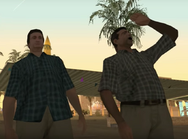The two bystanders who encourage Madd Dogg to jump.