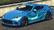 A Euros with a Sprunk Light livery in Grand Theft Auto Online. (Rear quarter view)