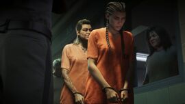 Lucia Caminos with other inmates in the prison.