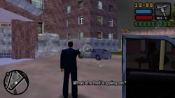 Damaging the Forelli car to get the gang's attention.