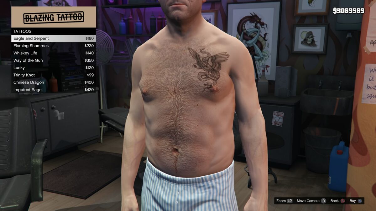 Samma Charles - Tattoo - Because I'm disrespectful. Trevor Philips  portrait, with EAT SHIT DIE blast over. It's interesting to me that Live  Love Laugh tattoos are somehow still part of my