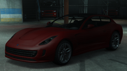 The BE4STY Bestia GTS seen in Vehicle Cargo missions, GTA Online. (Rear quarter view)