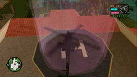 Landing the helicopter on top of Diaz's mansion.