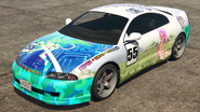 A Penumbra FF with a Princess Robot Bubblegum livery in Grand Theft Auto Online. (Rear quarter view)