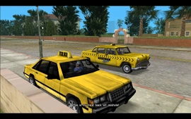 As the V.I.P is walking towards the taxi, a VC Cabs taxi speeds down and stops in front of Tommy, telling him to back off.