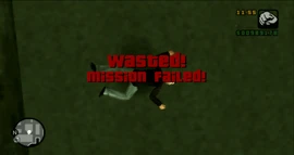 Wasted in Grand Theft Auto: Liberty City Stories (PlayStation 2 version, during a regular mission).