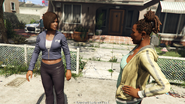 Franklin's Aunt and her friend stop to talk.