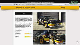 The Go Go Monkey Blista on SouthernSanAndreasSuperautos.com in GTA Online after reaching Skill Level 20 in Arena Wars.