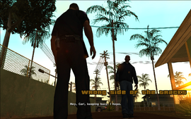 Tenpenny greets CJ and asks him if he's still getting himself involved in criminal activities.