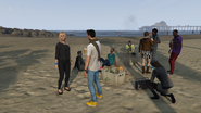 Connie with her friends before starting work for the player.