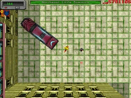 Activating the bomb and running away.